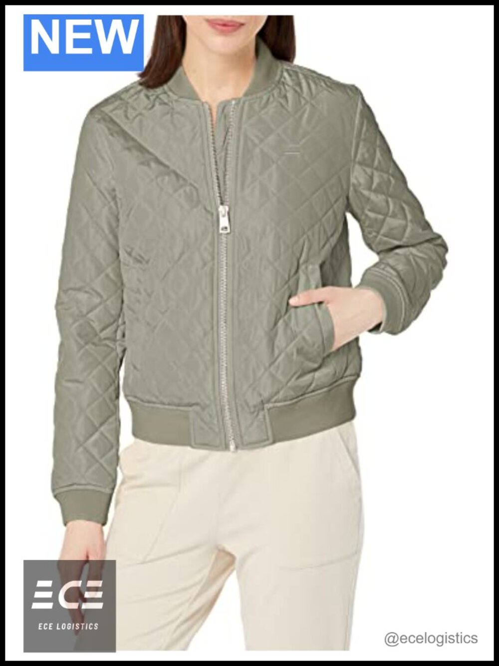 Diamond Quilted Bomber Jacket Coat Sherpa Lined